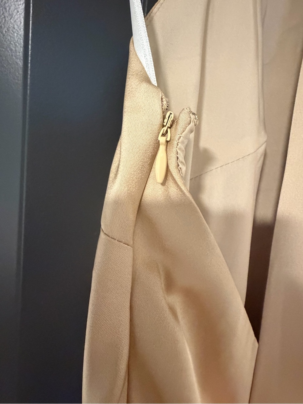Azazie Satin High-Neck Maxi Dress in Champagne - Picture 7 of 9